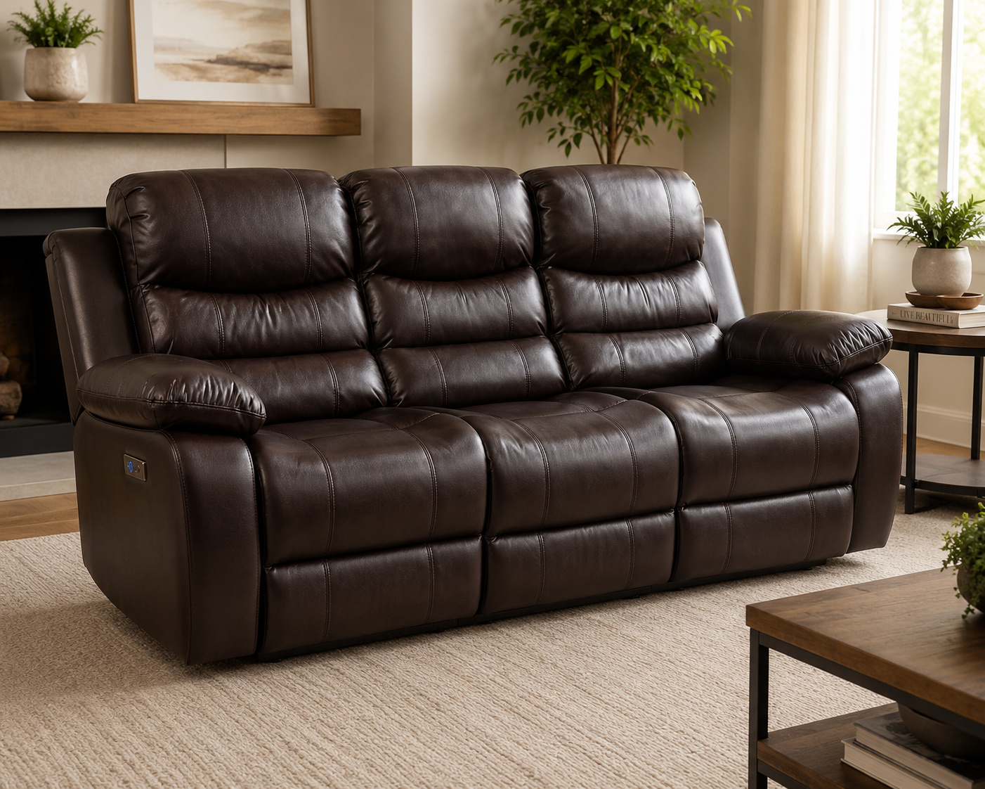 3-Piece Brown Leather Power Recliner Set