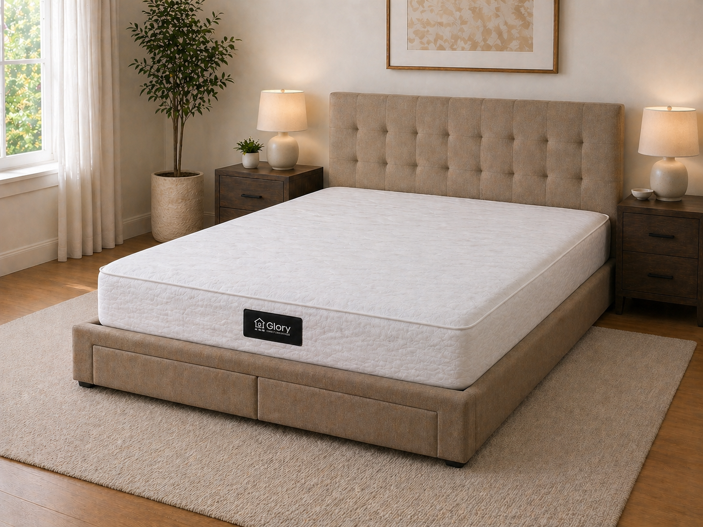Fabric Storage Bed Frame with Headboard – Queen