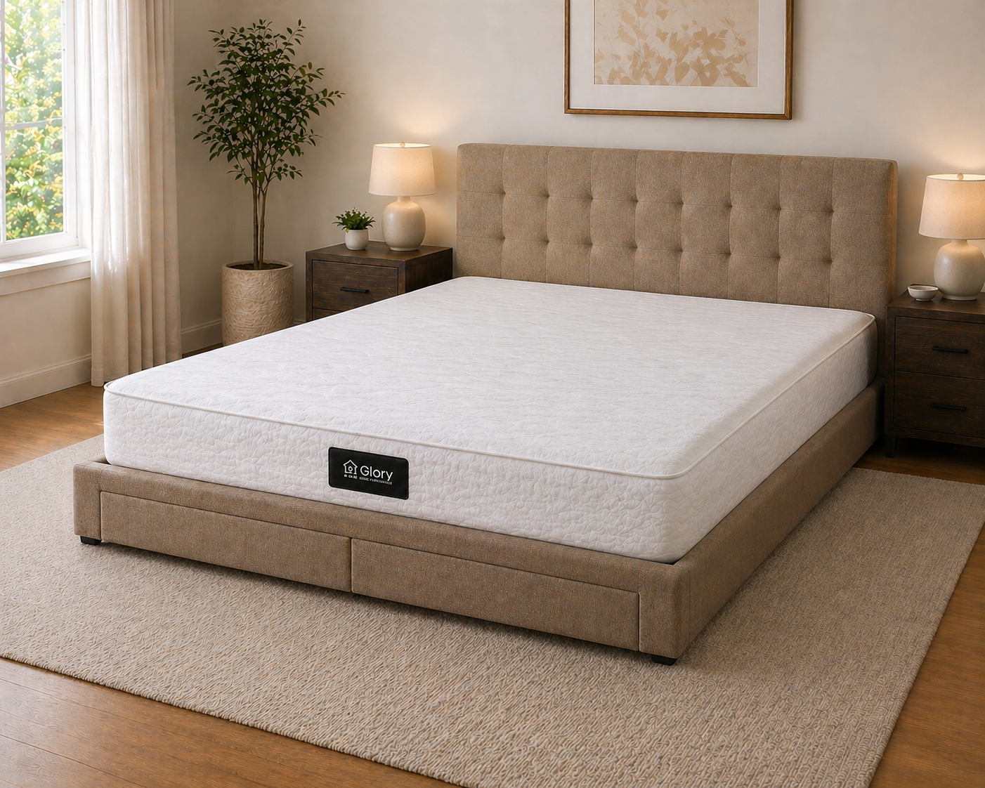 Fabric Storage Bed Frame with Headboard – King
