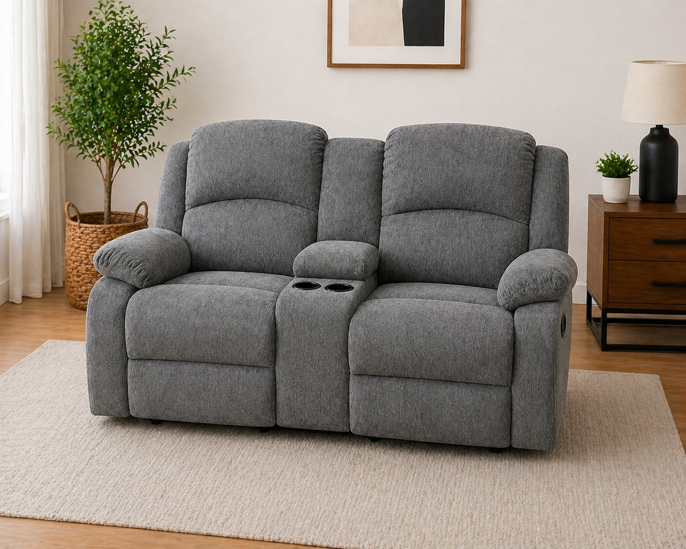 2-Seater Reclining Loveseat with Console