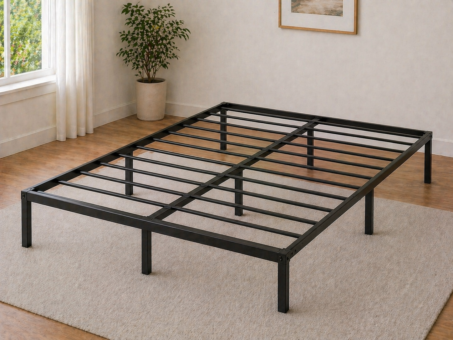 Bare Steel Platform Bed Frame – Double/Full