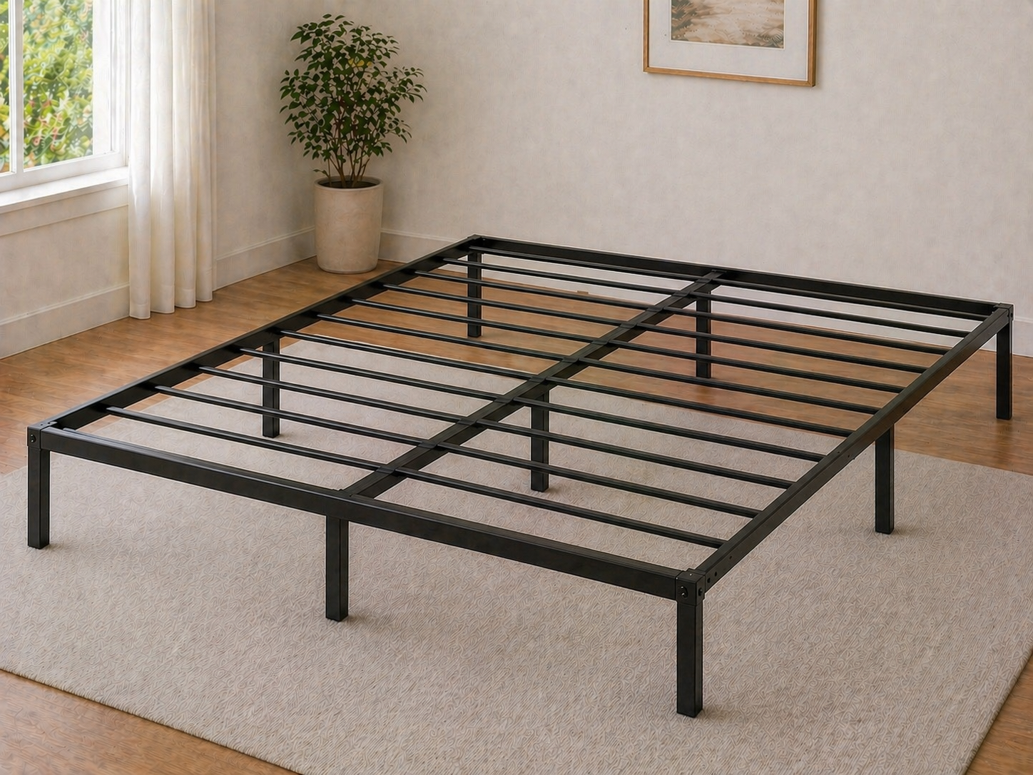 Bare Steel Platform Bed Frame – King