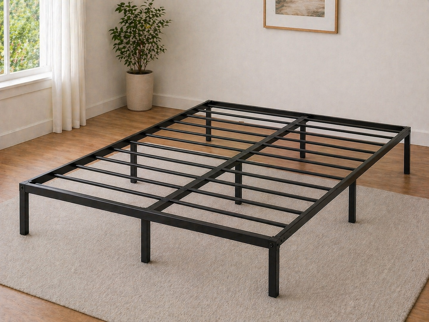 Bare Steel Platform Bed Frame – Queen