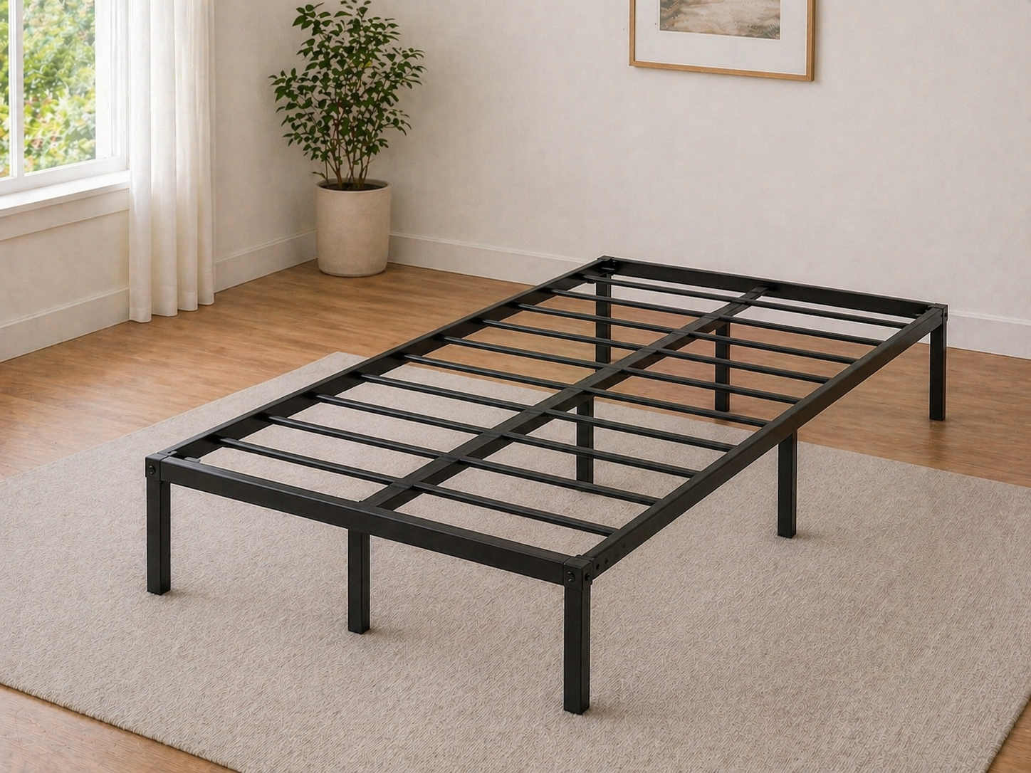 Bare Steel Platform Bed Frame – Twin
